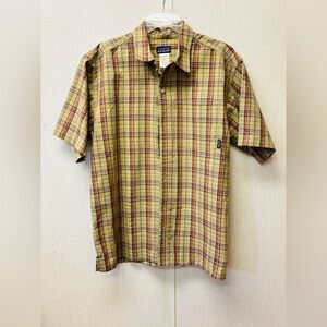 Patagonia Red and Yellow Casual Button Down Shirt Medium